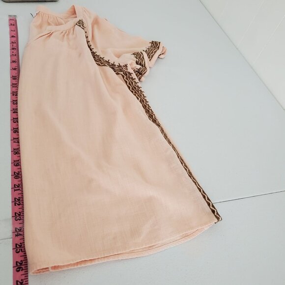 J.Jill Womens Peach Embroidered Short Sleeve Peasant Blouse Size L Pullover - Picture 7 of 9